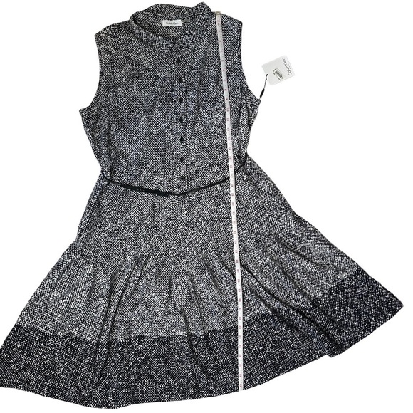 Calvin Klein sleeveless black and white print women's dress size 14 NWT - Picture 10 of 14